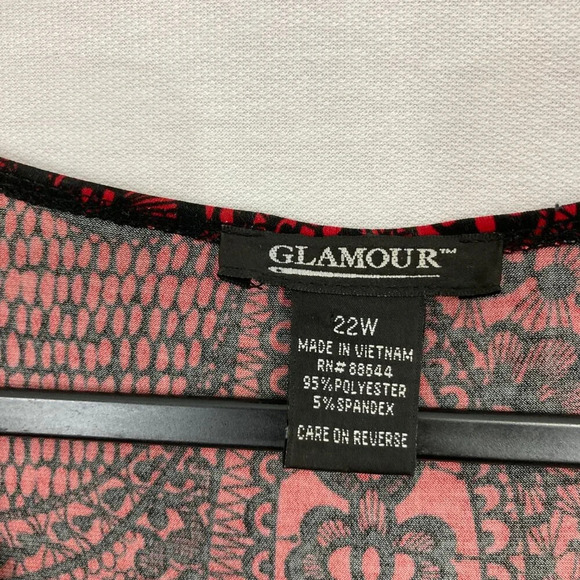 Glamour Red Black Paisley Print Belted Soft Stretch Surplice Dress size 22W - Picture 8 of 11